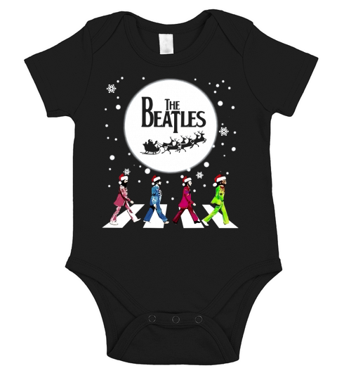 The Beatles Abbey Road Santa Christmas shirt Short Sleeve Baby One-Piece