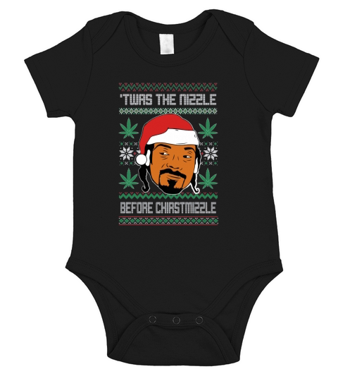 Snoop Dogg Weed Twas The Nizzle Before Christmizzle Ugly Christmas sweater Short Sleeve Baby One-Piece
