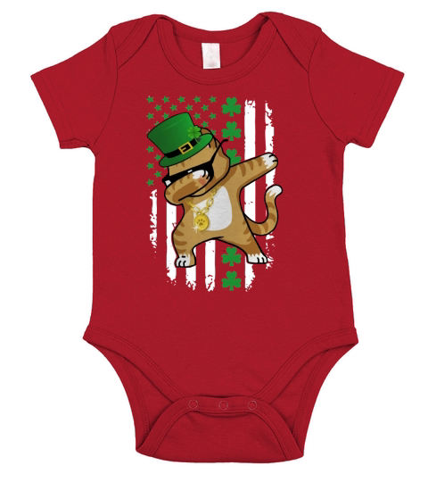 DABBING CAT ST PATRICKS DAY TSHIRT Short Sleeve Baby One-Piece