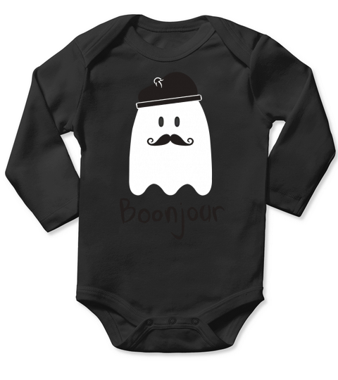 Funny French Teacher Halloween Bonjour Ghost Shirts Long Sleeve Baby One-Piece