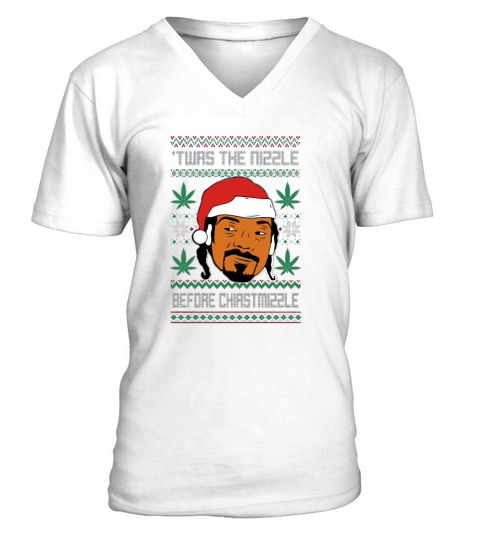 Snoop Dogg Weed Twas The Nizzle Before Christmizzle Ugly Christmas sweater V-Neck T-shirt