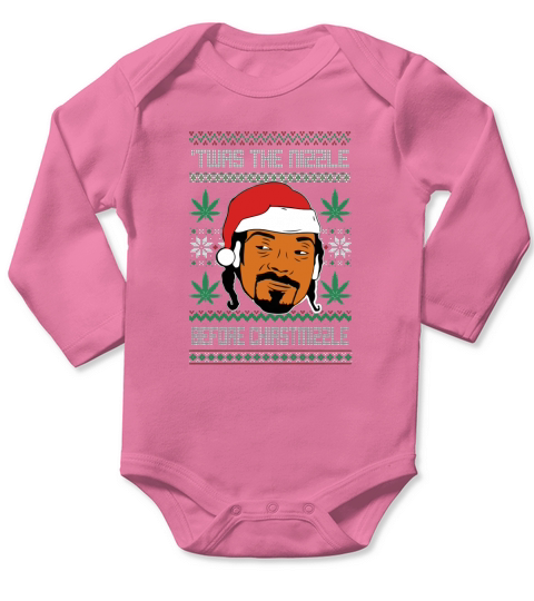 Snoop Dogg Weed Twas The Nizzle Before Christmizzle Ugly Christmas sweater Long Sleeve Baby One-Piece
