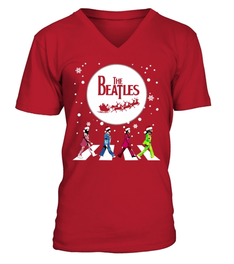 The Beatles Abbey Road Santa Christmas shirt V-Neck T-shirt