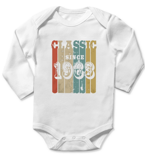 1963 Classic Vintage T-Shirt Long Sleeve Baby One-Piece