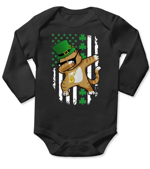 DABBING CAT ST PATRICKS DAY TSHIRT Long Sleeve Baby One-Piece