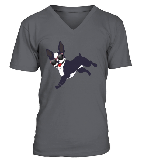 Funny Dog Sunglass Running Rottweiler Pet Lovers V-Neck T-shirt