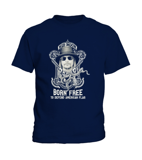 Born Free To Defend American Flag Kid Rock Kids T-Shirt