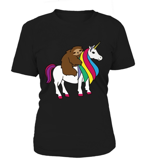Unicorn Sloth Cute Graphic Tee Rainbow Shirt Girls Women Women's T-Shirt