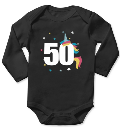 unicorn birthday  50th birthday black Long Sleeve Baby One-Piece
