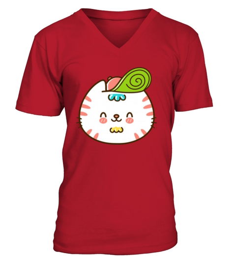 Kawaii Cat Head Smiling V-Neck T-shirt