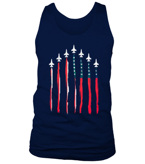 American Flag USA Airplane Jet Fighter 4th of July Tank Top Unisex