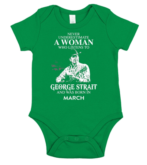 A Woman Who Listens To George Strait And Born In March Short Sleeve Baby One-Piece