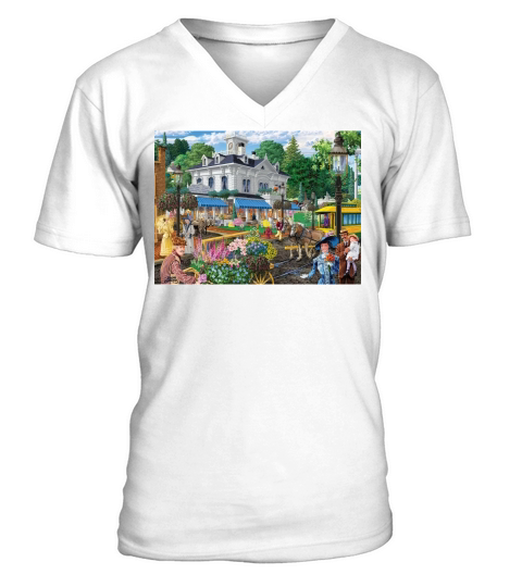 Victorian Spring Jigsaw Puzzle V-Neck T-shirt