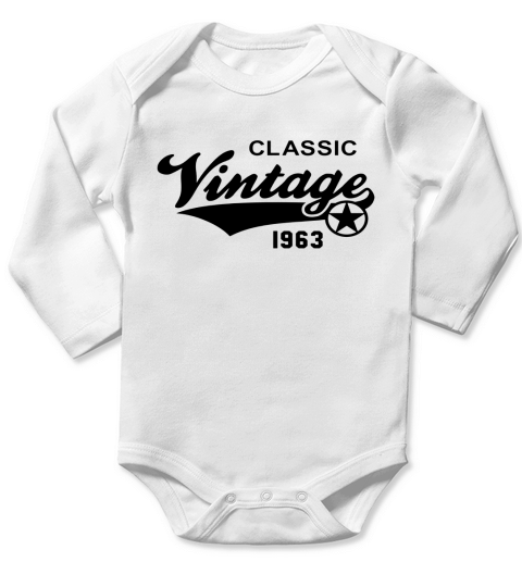 Vintage Classic 1963 Birthday Anniversary Long Sleeve Baby One-Piece