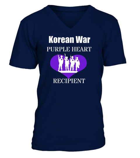 korean war purple heart recipient shirt for veterans V-Neck T-shirt