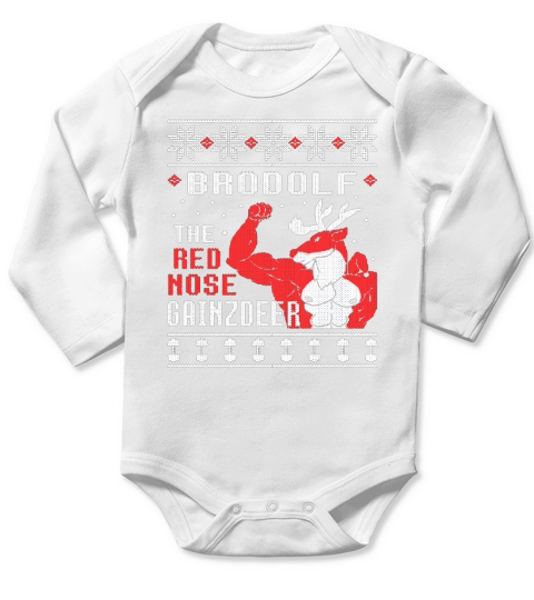 Brodolf The Rednose Gainzdeer Ugly Christmas Long Sleeve Baby One-Piece