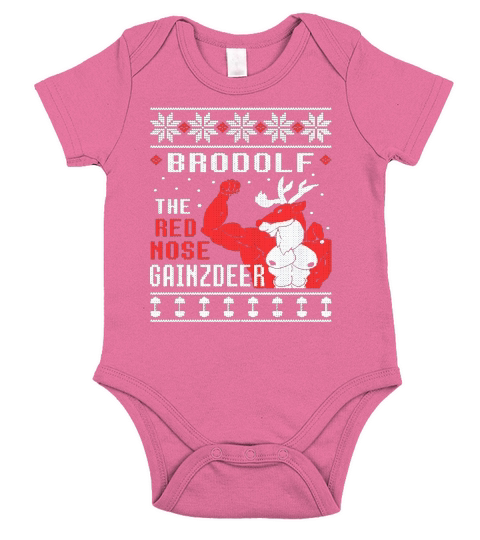 Brodolf The Rednose Gainzdeer Ugly Christmas Short Sleeve Baby One-Piece