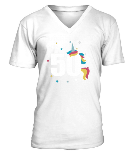 unicorn birthday  50th birthday black V-Neck T-shirt