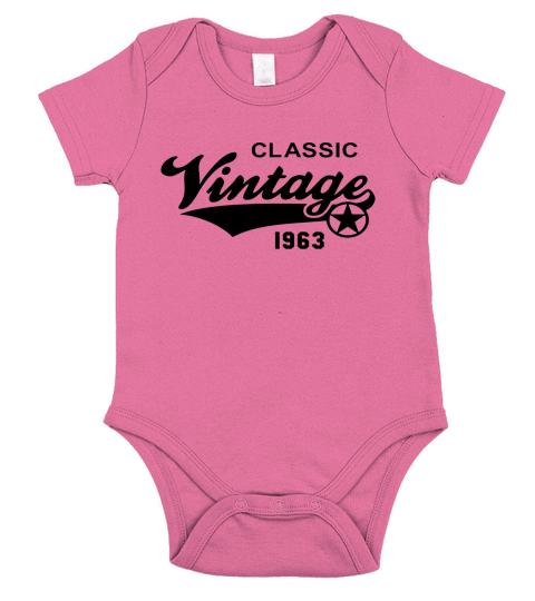 Vintage Classic 1963 Birthday Anniversary Short Sleeve Baby One-Piece
