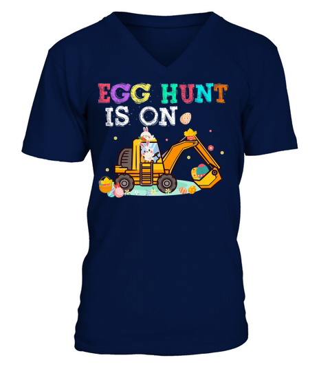Eggs Hunt Is On Excavator Cute Bunny Easter Tractor Premium T Shirt V-Neck T-shirt