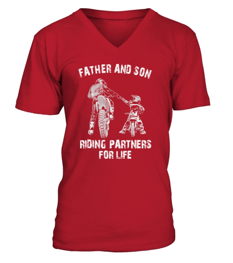 Father and Son Riding Partners V-Neck T-shirt