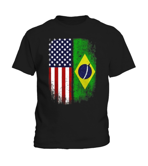 Brazilian American Flag T-shirt Brazil Pride Heritage Tee Kids T-Shirt