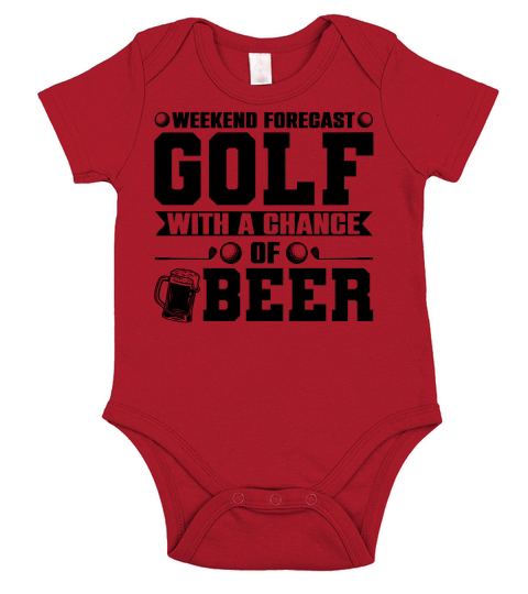 Weekend Forecast Golf with a Chance of Beer T Shirt Design (3) Short Sleeve Baby One-Piece