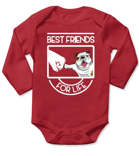 BULLDOG  BEST FRIENDS FOR LIFE Long Sleeve Baby One-Piece