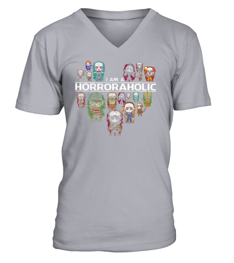 I am a HorrorAholic Horror Aholic V-Neck T-shirt