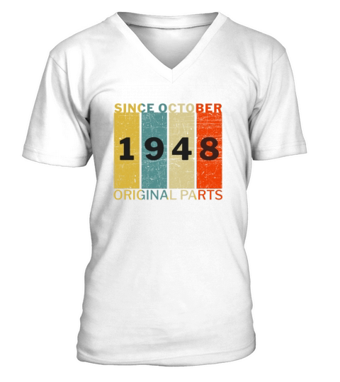 Born In October 1948 Funny Birthday Retro Quote V-Neck T-shirt