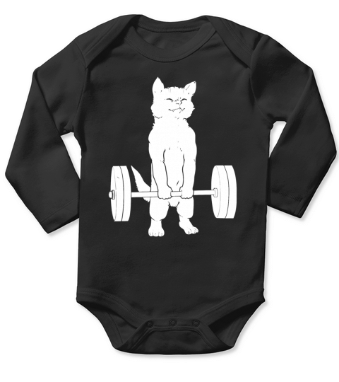 Powerlifting  Cat Deadlift Powerlifting  Mens Premium TShirt Long Sleeve Baby One-Piece