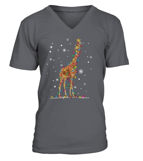 Giraffe christmas light V-Neck T-shirt