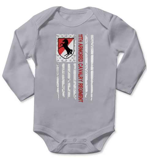 11th Armored Cavalry Regiment American Flag Tshirt Long Sleeve Baby One-Piece