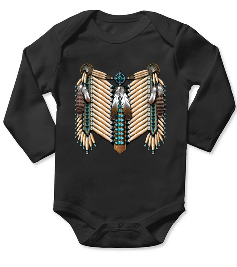 Turquoise  Bone Native American Breastplate Long Sleeve Baby One-Piece
