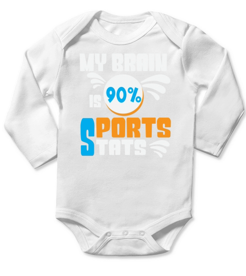 My brain is 90% sports stats Long Sleeve Baby One-Piece