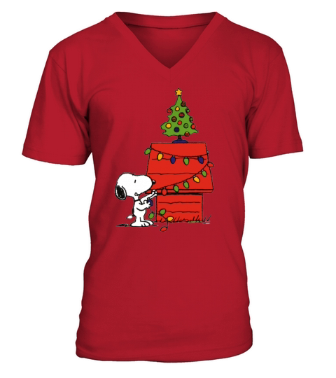 Snoopy and Christmas tree - Unisex Long Sleeve V-Neck T-shirt