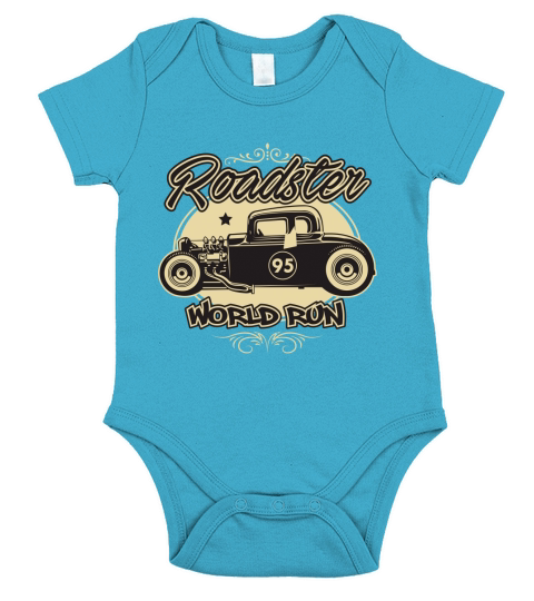 Vintage Car Roadster world run Short Sleeve Baby One-Piece