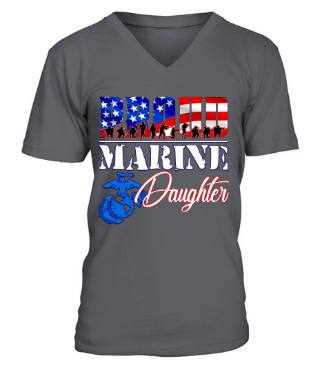 Proud Marine Daughter Patriotic USA Military 2020 V-Neck T-shirt