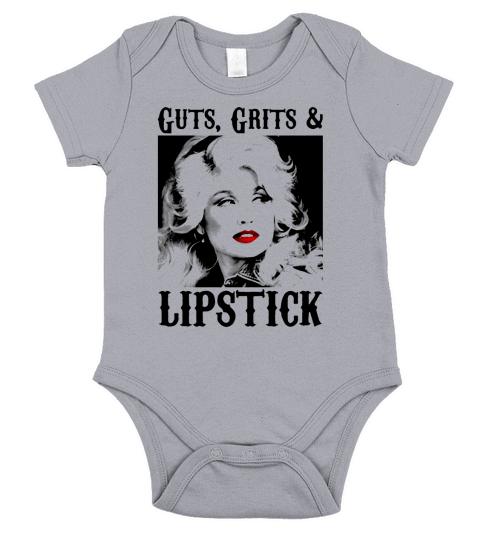 Guts grits and lipstick dolly parton picture white black shirt Short Sleeve Baby One-Piece