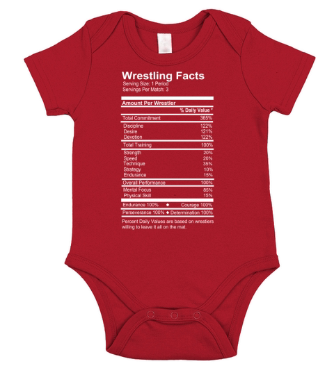 Wrestling Facts T-Shirt Funny Wrestler Nutrition Guide Quote Short Sleeve Baby One-Piece