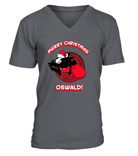 Merry Christmas Oswald Cartoon Rabbit Oswald Is Santa Claus V-Neck T-shirt