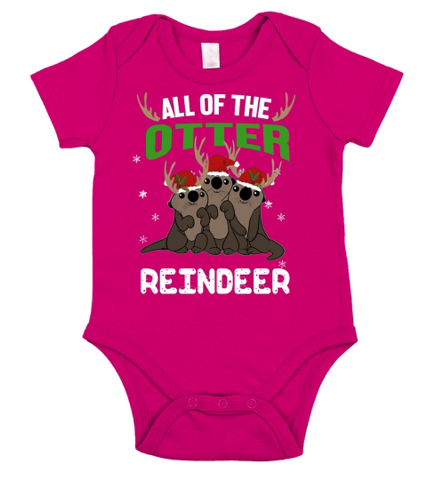 Merry Christmas All Of The Otter Reindeer Short Sleeve Baby One-Piece