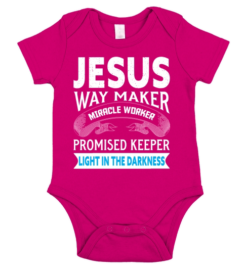 Jesus way maker miracle worker promised keeper light in the darkness Short Sleeve Baby One-Piece