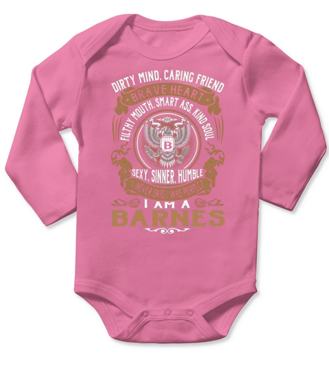 BARNES Last Name, Surname Tshirt Long Sleeve Baby One-Piece