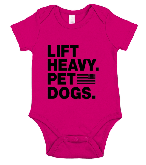 Lift Heavy Pet Dogs Flag American shirt Short Sleeve Baby One-Piece