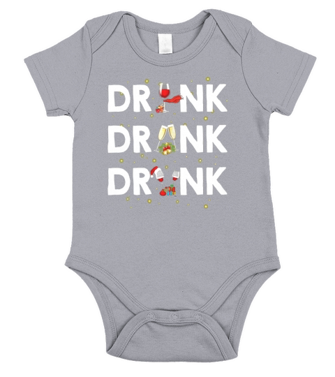 Drink Drank Drunk Christmas Wine Short Sleeve Baby One-Piece