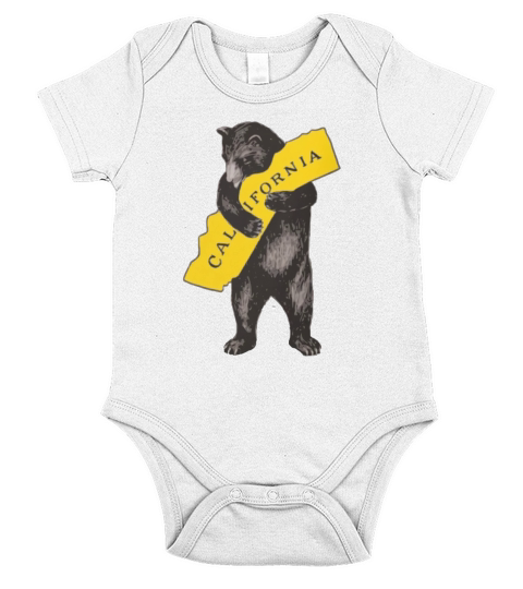 VINTAGE CALIFORNIA BEAR HUG ILLUSTRATION Short Sleeve Baby One-Piece