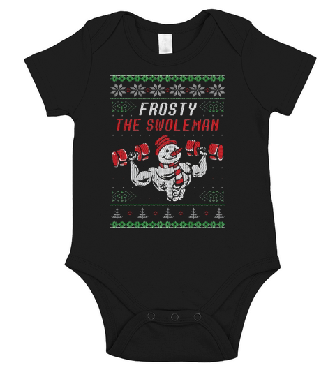 Frosty The Swoleman Ugly Christmas shirt Short Sleeve Baby One-Piece