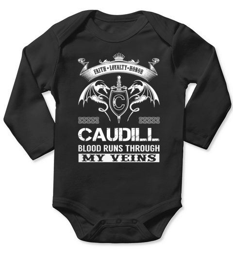 CAUDILL Last Name, Surname Tshirt Long Sleeve Baby One-Piece
