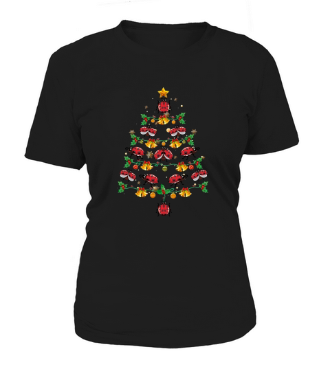 Ladybug Xmas Tree Lights Insect Entomologist Ugly Christmas Women's T-Shirt